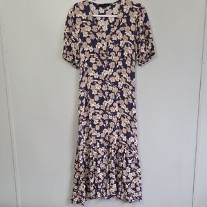 Sanctuary Blue and Beige Floral Midi Dress